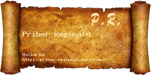 Priher Reginald névjegykártya
